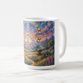 Kaffeetasse mit farbenfroher Nachtsicht des Friede (VorderseiteRechts)