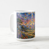 Kaffeetasse mit farbenfroher Nachtsicht des Friede (Vorderseite Links)