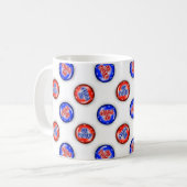 Kaffeetasse mit "Geh wählen"-Nadeln (Vorderseite Links)
