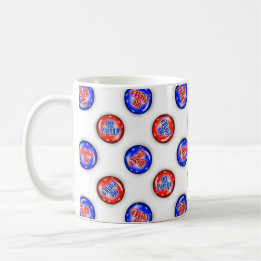 Kaffeetasse mit "Geh wählen"-Nadeln