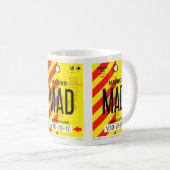 Kaffeetasse mit Gepäckposter des Flughafens Madrid (VorderseiteRechts)
