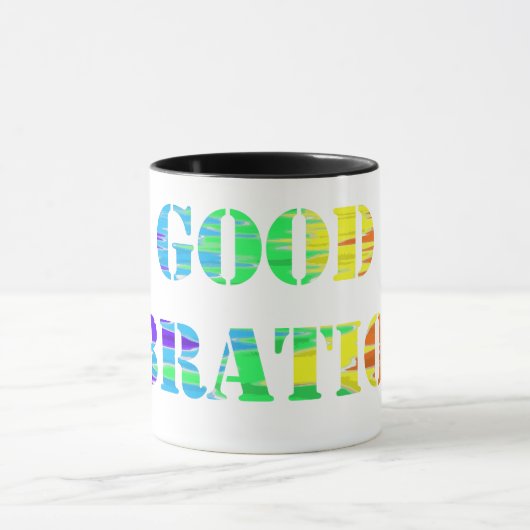 Kaffeetasse mit GOOD VIBRATIONEN Aufschrift (Zentrum)