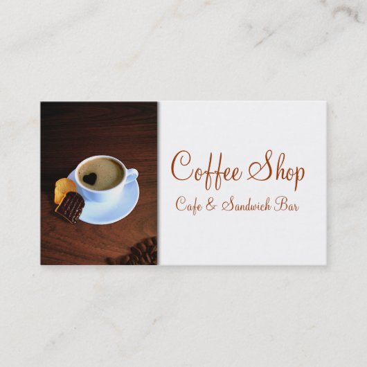 Kaffeetasse mit Herz-geformtem Schaum Visitenkarte (Vorderseite)