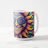 Kaffeetasse mit Hippie-Motiven Sonnenblume (VorderseiteRechts)
