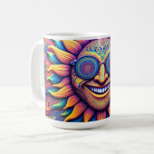 Kaffeetasse mit Hippie-Motiven Sonnenblume (Vorderseite Links)