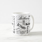 Kaffeetasse mit individuellem Namen Bethany Black (VorderseiteRechts)