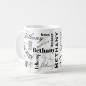 Kaffeetasse mit individuellem Namen Bethany Black (Vorderseite Links)