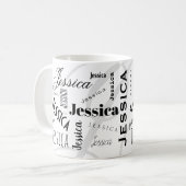 Kaffeetasse mit individuellem Namen Jessica Schwar (Vorderseite Links)