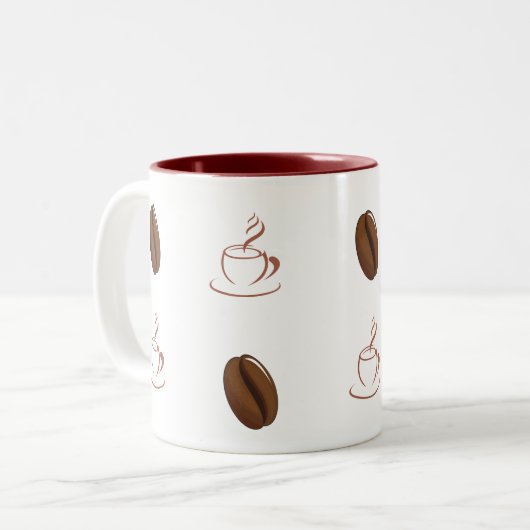 Kaffeetasse mit Kaffebohnenmuster (Vorderseite Links)