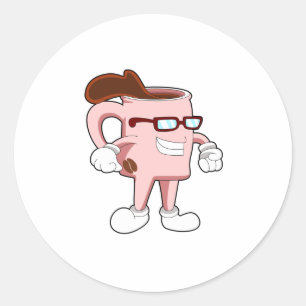 Kaffeetasse mit Kaffee Runder Aufkleber
