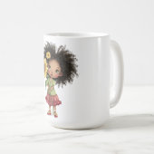 Kaffeetasse mit kleinem Mädchen, das Sonnenblume h (VorderseiteRechts)