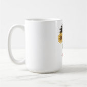 Kaffeetasse mit kleinem Mädchen, das Sonnenblume h (Links)