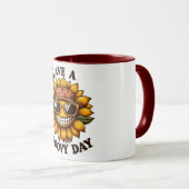 Kaffeetasse mit lächelndem, hippen Sonnenblume (VorderseiteRechts)