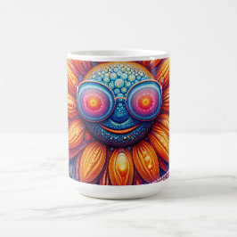 Kaffeetasse mit lebendigen Farben der Sonnenblume