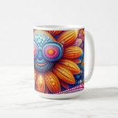 Kaffeetasse mit lebendigen Farben der Sonnenblume (VorderseiteRechts)