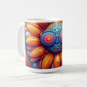 Kaffeetasse mit lebendigen Farben der Sonnenblume (Vorderseite Links)