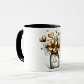 Kaffeetasse mit Mason-Glas voller Blumen (Vorderseite Links)