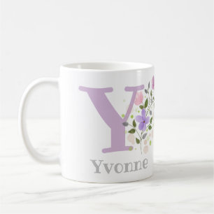 Kaffeetasse mit Namen und Blumendesign