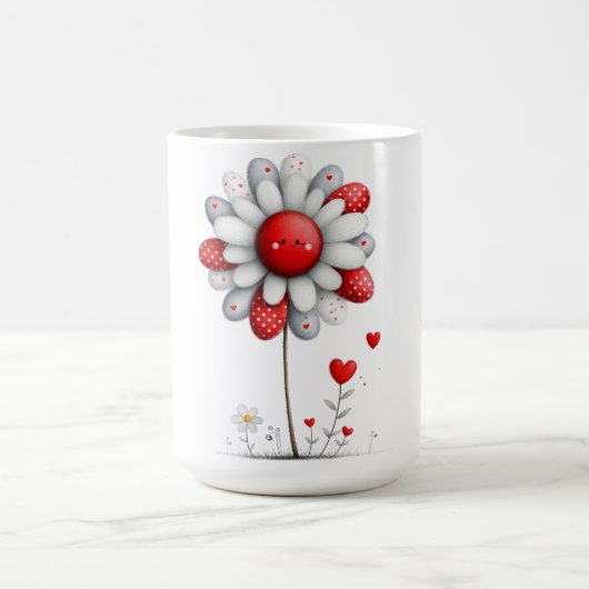 Kaffeetasse mit quilted Sonnenblume und Herzen (Mittel)