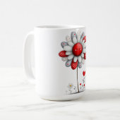 Kaffeetasse mit quilted Sonnenblume und Herzen (Vorderseite Links)