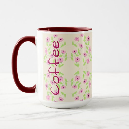 Kaffeetasse mit rosa Blumenmuster (Links)