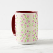 Kaffeetasse mit rosa Blumenmuster (Vorderseite Links)