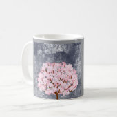 Kaffeetasse mit rosa Kirschblütenbaum Ästhetik Spr (Vorderseite Links)