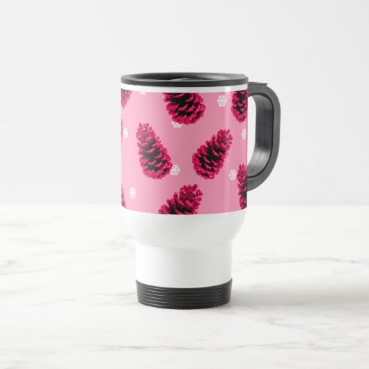 Kaffeetasse mit rosa Tannenzapfen (VorderseiteRechts)