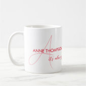 Kaffeetasse mit rotem Namen und Initiale (Monogram (Links)