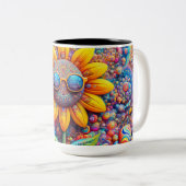 Kaffeetasse mit Sonnenblume hat einen großartigen  (VorderseiteRechts)