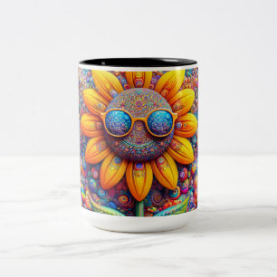 Kaffeetasse mit Sonnenblume hat einen großartigen