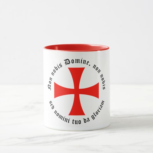 Kaffeetasse mit Templerkreuz und Templermotto (Zentrum)