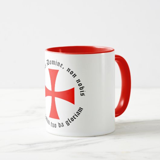 Kaffeetasse mit Templerkreuz und Templermotto (VorderseiteRechts)