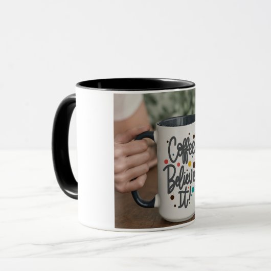 Kaffeetasse mit Textkaffee glauben Sie es (Vorderseite Links)