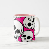 Kaffeetasse mit Totenkopfmuster in Rosa (VorderseiteRechts)