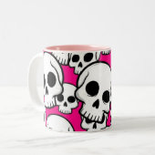 Kaffeetasse mit Totenkopfmuster in Rosa (Vorderseite Links)