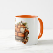 Kaffeetasse mit warmen Tönen von Sofa und Blumen (VorderseiteRechts)