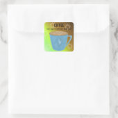 Kaffeetasse mit Zitat Quadratischer Aufkleber (Tasche)