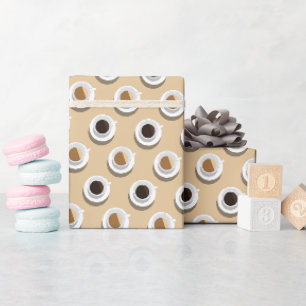 Kaffeetasse Nahtloses Muster Modern Elegant Beige Geschenkpapier