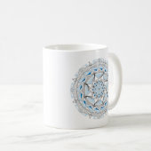 Kaffeetasse Original Mandala-Design 2-seitig Blau (VorderseiteRechts)