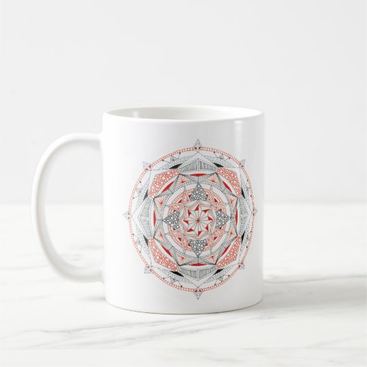 Kaffeetasse Original Mandala Design 2-seitig Rot (Links)