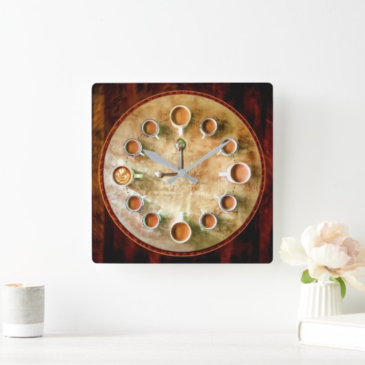 Kaffeetasse Quadratische Wanduhr (Zuhause)