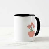 Kaffeetasse rosa Blumen Vase (VorderseiteRechts)