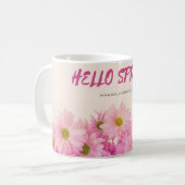 Kaffeetasse Rosa Gänseblümchen Hallo Frühling (Vorderseite Links)