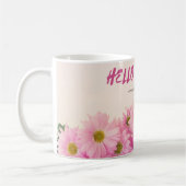 Kaffeetasse Rosa Gänseblümchen Hallo Frühling (Links)
