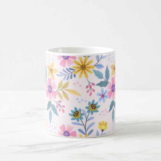 Kaffeetasse Schönes farbenfrohes Blumenmuster (Mittel)