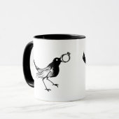 Kaffeetasse-Schwarz-weißer Vogel Tasse (Vorderseite Links)