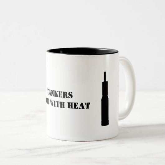 Kaffeetasse: Tanker tun sie mit HITZE Zweifarbige Tasse (VorderseiteRechts)