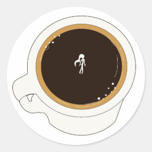 Kaffeetasse-Taucher Runder Aufkleber