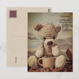 Kaffeetasse Teddy Bär Zitat Symbolik Süß Vintage Postkarte